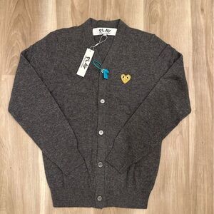 Women's Gray Cardigan with Gold Heart